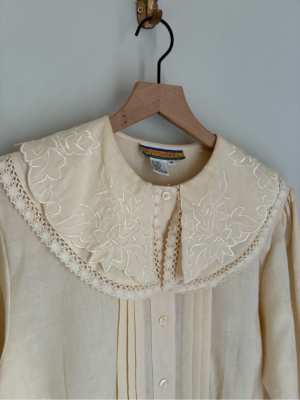 Bryn Connelly Coquette Cottage Pleated Long Sleeve Top Blouse Size 14 - Picture 4 of 9